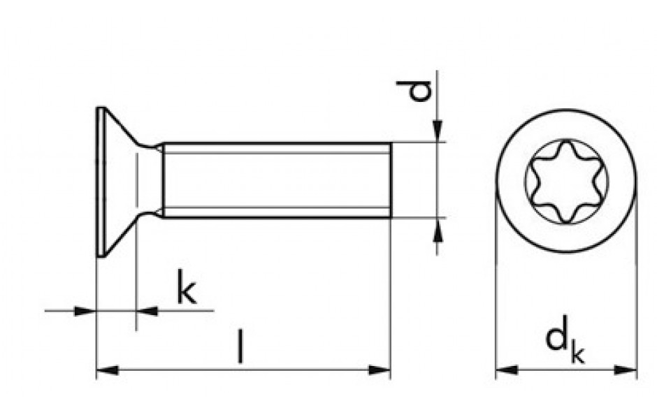 Senkschraube mit Innensechsrund ISO 14581 - A2-070 - M2 X 5 - TX6