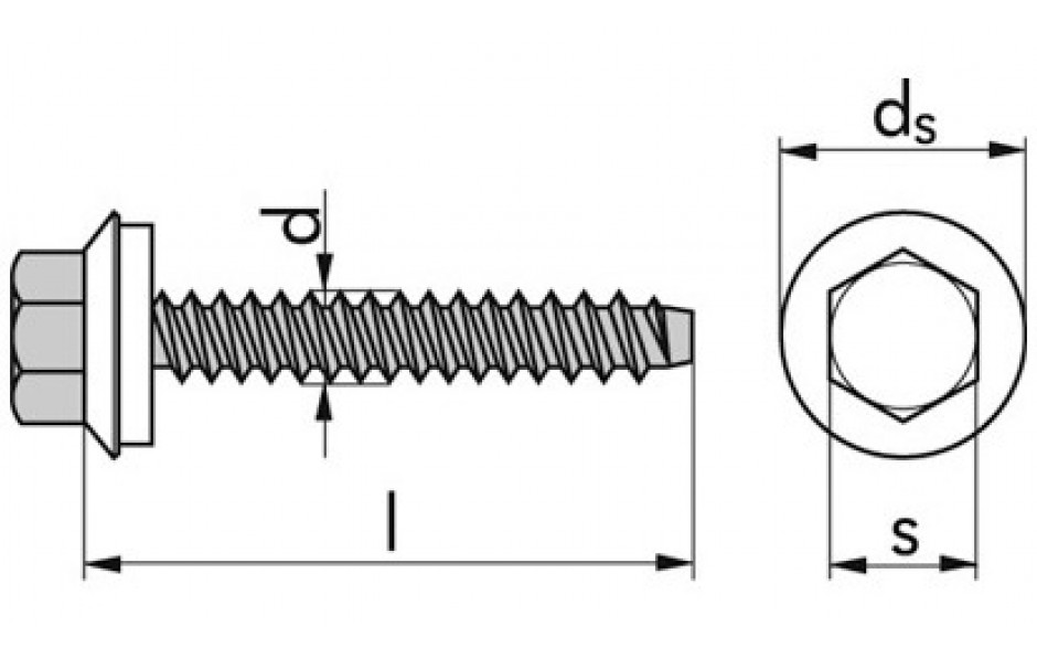 Fassadenbauschraube Form BZ mit EPDM Dichtscheibe Ø16 - A2 - 6,3 X 100