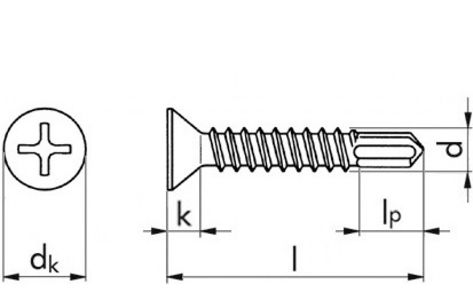 Bohrschraube Senkkopf DIN 7504P - A2 - 4,2 X 45 - PH