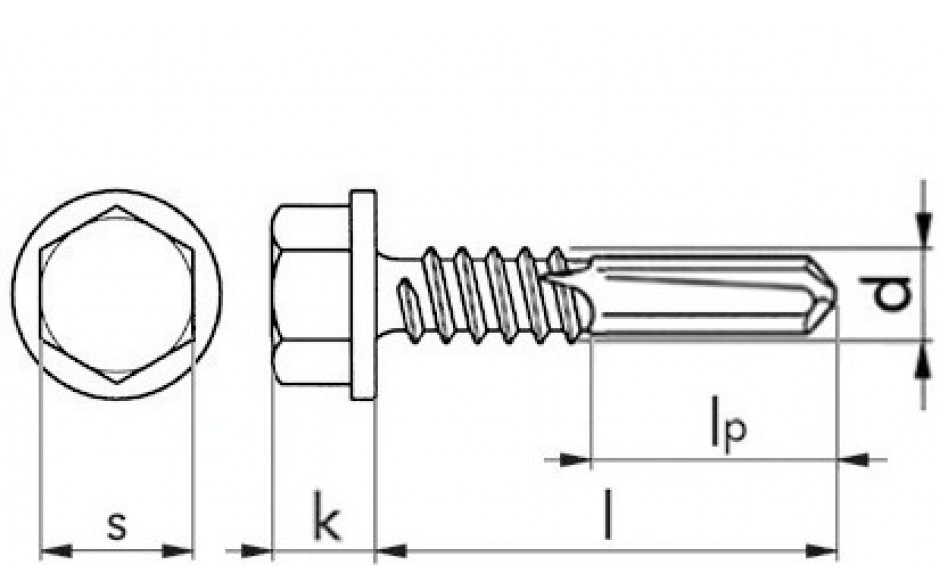 Bohrschraube Sechskantkopf DIN 7504K - A2 - 5,5 X 19