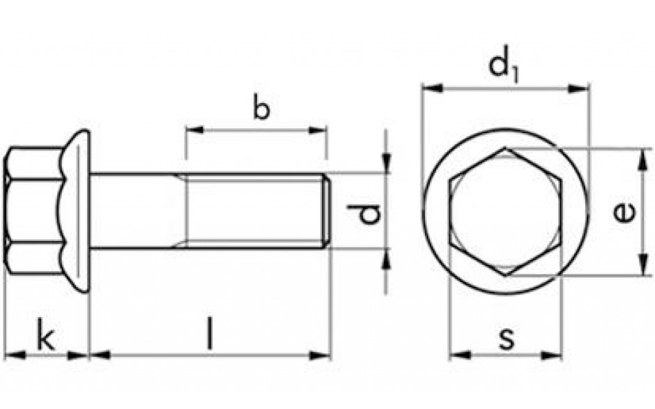 Sechskantschraube mit Flansch und Unterkopfverzahnung ~ DIN 6921 - A2-70 - M6 X 10