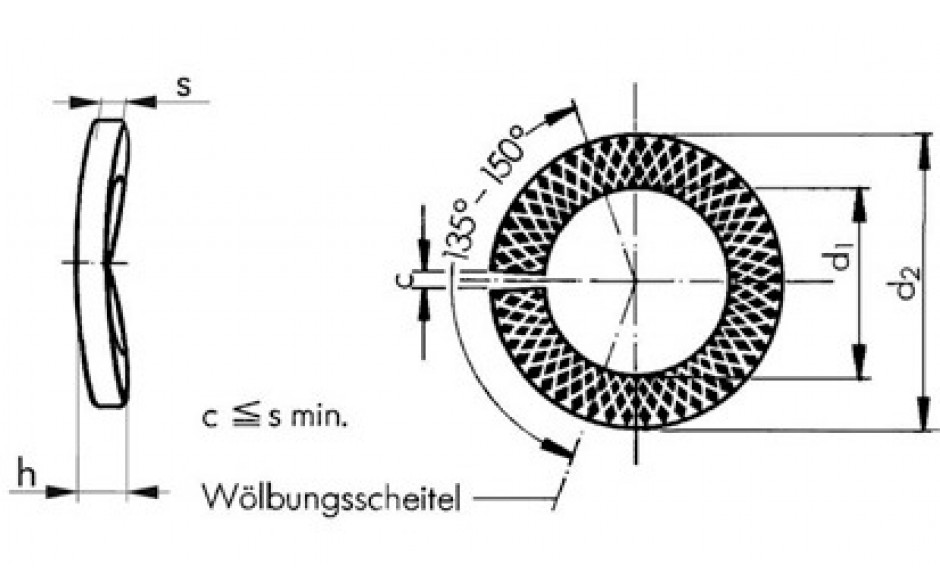 Sperrkantringe für Sechskantschrauben M6=6,1mm Federstahl Dacromet-beschichtet