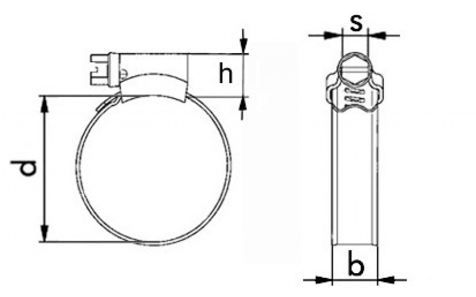 Schlauchschelle mit Schneckengewinde DIN 3017-1 - Form A - W5 - Bandbreite 9 - Spannbereich 10 - 16