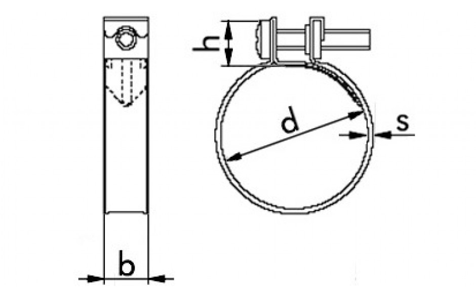 Schlauchschelle mit Spannbacken DIN 3017-2 - Form B1 - W1 - Bandbreite 9 - Durchmesser 10