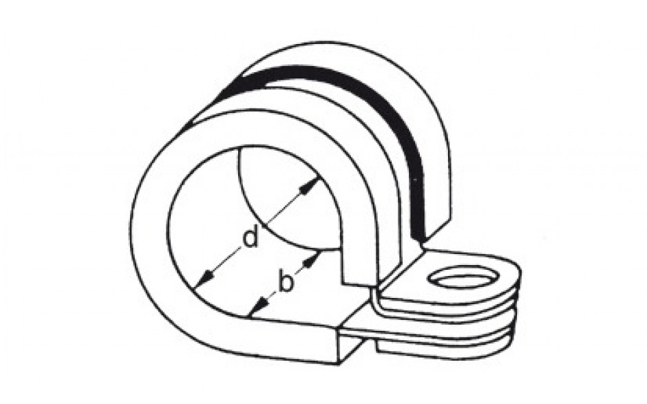 Rohrschelle mit Gummieinlage DIN 3016-1 - Form D1 - W1 - Bandbreite 20 - Durchmesser 15