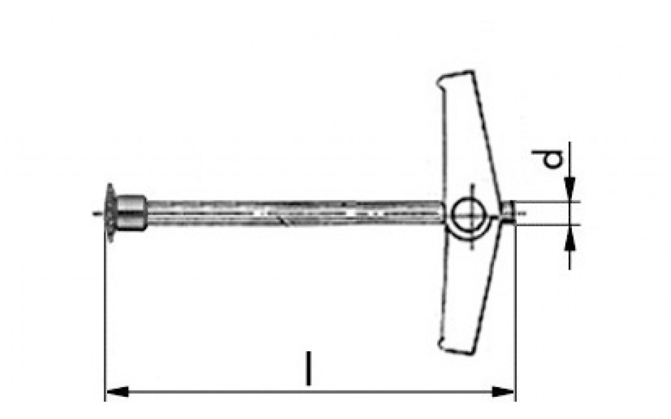 Federklappdübel - mit Hülsenmutter - Stahl - verzinkt blau - M 3 X 85