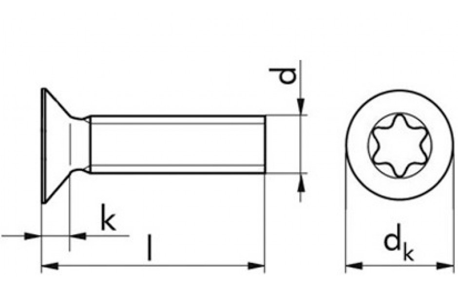 Senkschraube mit Innensechsrund DIN 7991 - 08.8 - blank - M12 X 25 - TX50