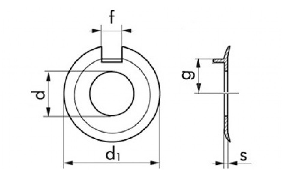 Sicherungsblech mit Nase DIN 432 - Stahl - Zinklamelle silber - M10=10,5mm
