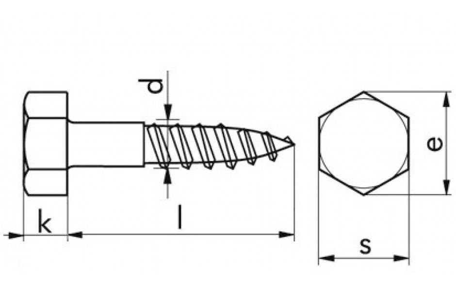 Sechskant-Holzschraube DIN 571 - A4 - 6 X 60