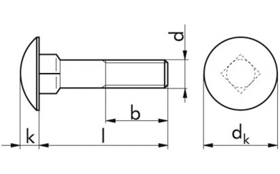 Flachrundschraube DIN 603 - 4.8U - feuerverzinkt - M12 X 45 - mit Mutter