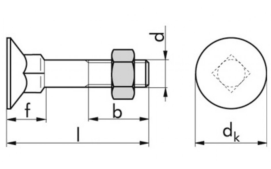 Senkschraube DIN 608 - 4.6 - blank - M10 X 35 - mit Mutter