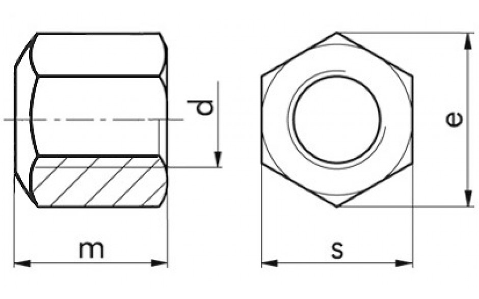 Sechskantmutter DIN 6330B - 10 - blank - M6