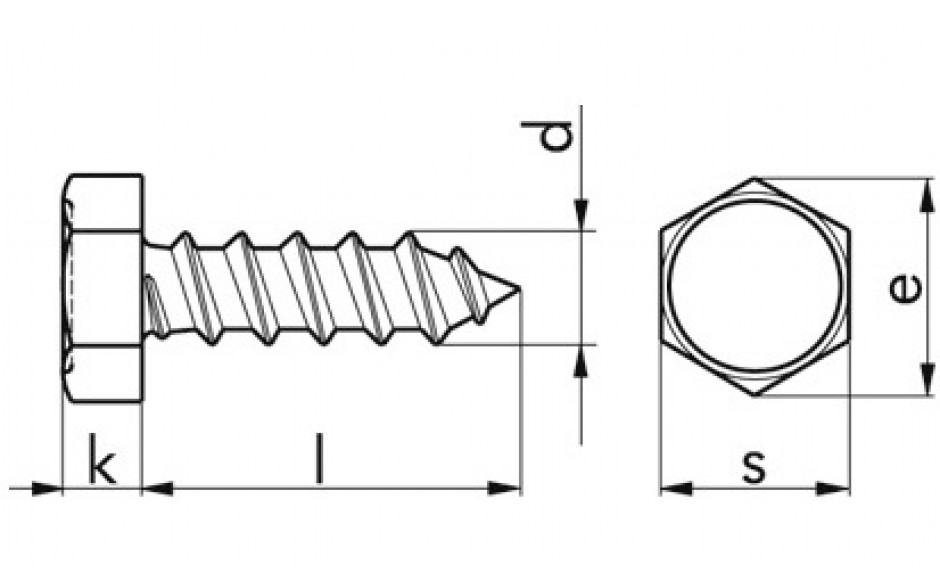Sechskant-Blechschraube DIN 7976C - A2 - 4,2 X 16