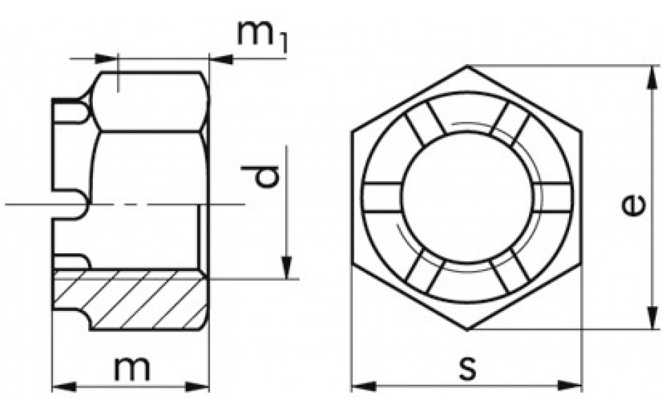 Kronenmutter DIN 935 - 8 - Zinklamelle silber - M20