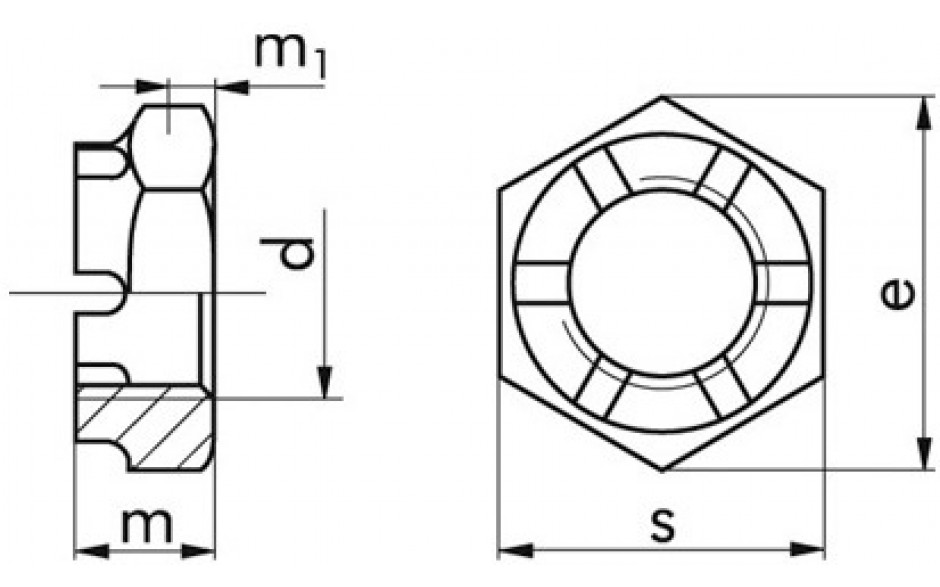 Kronenmutter DIN 937 - 17H - Zinklamelle silber - M24 X 1,5