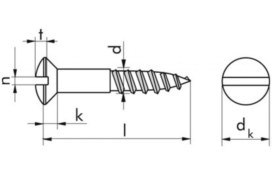 Linsensenk-Holzschraube DIN 95 - Messing - verchromt - 5 X 40