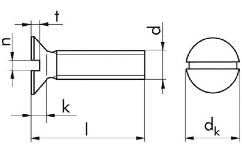Senkschraube DIN 963 - Messing - blank - M3 X 10