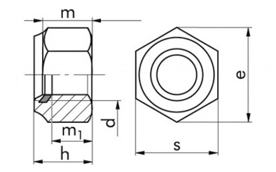Sechskantmutter mit Klemmteil ISO 10511 - A2-035 - M20