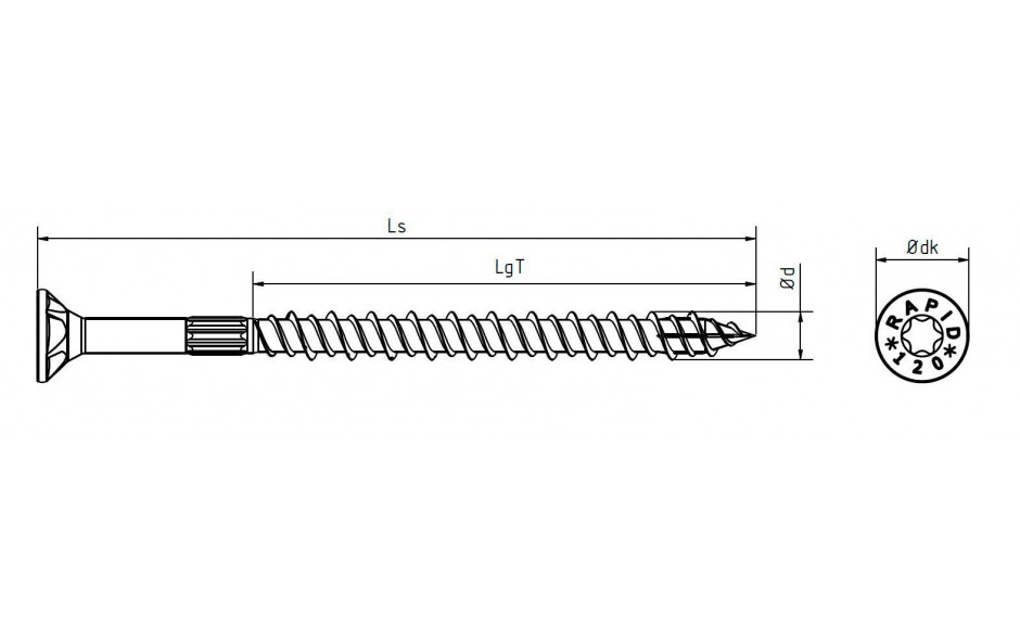 Holzbauschraube RAPID® - Senkfrästaschenkopf - YellWin500 - 8 X 200/100 - TX40 - ETA 12/0373