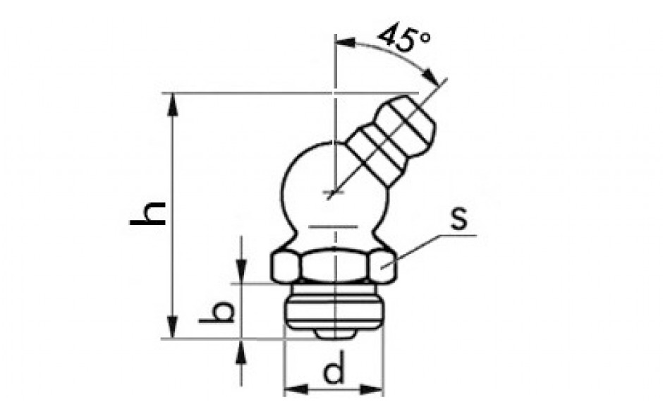 Kegelkopf-(Hydraulik) Schmiernippel, Gewinde: M8 x 1, 45°