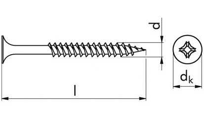 Gipsplattenschraube Doppelganggewinde TMN - EN 14566 - phosphatiert, Klasse 48 - 3,9 X 65 - CE