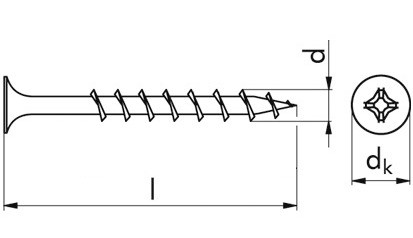 Gipsplattenschraube Einganggewinde THN - EN 14566 - phosphatiert, Klasse 48 - 3,9 X 25 - CE - gegurtet