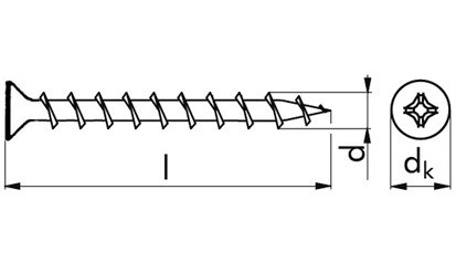Gipskartonplattenschraube - phosphatiert - 5,5 X 38