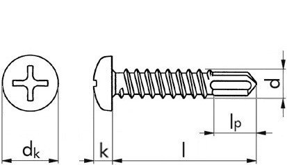 Bohrschraube Linsenkopf DIN 7504N - A2 - 3,9 X 13 - PH
