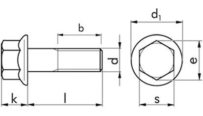 Sechskantschraube mit Flansch und Unterkopfverzahnung ~ DIN 6921 - A2-70 - M6 X 30