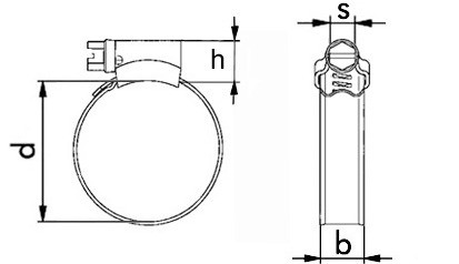 Schlauchschelle mit Schneckengewinde DIN 3017-1 - Form A - W5 - Bandbreite 9 - Spannbereich 40 - 60