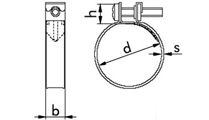 Schlauchschelle mit Spannbacken DIN 3017-2 - Form B1 - W1 - Bandbreite 9 - Durchmesser 14