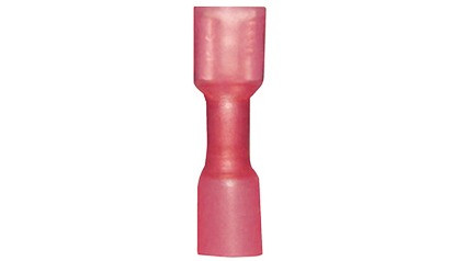 Flachsteckhülse mit Schrumpfschlauch 6,3 mm - rot - für Kabelquerschnitt 0,5 - 1,5 mm²
