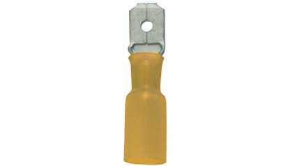 Flachsteckzunge mit Schrumpfschlauch 6,3 mm - gelb - für Kabelquerschnitt 4,0 - 6,0 mm²