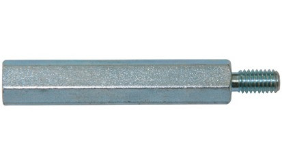 Abstandsbolzen mit Innen- und Außengewinde - Stahl - verzinkt blau - Schlüsselweite 10 - M6 X 70-14-12 - mit Gewindefreistich