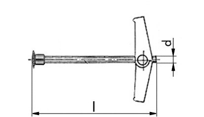 Federklappdübel - mit Hülsenmutter - Stahl - verzinkt blau - M 4 X 95