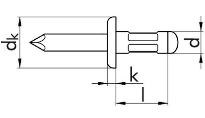 Mehrbereichsniete - Großkopf 16 - Alu/Stahl - 4,8 X 10,3 - Klemmbereich 0,5 - 5,5