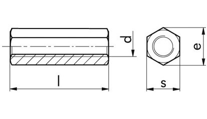 Sechskantmutter DIN 6334 - A4 - M5 X 15