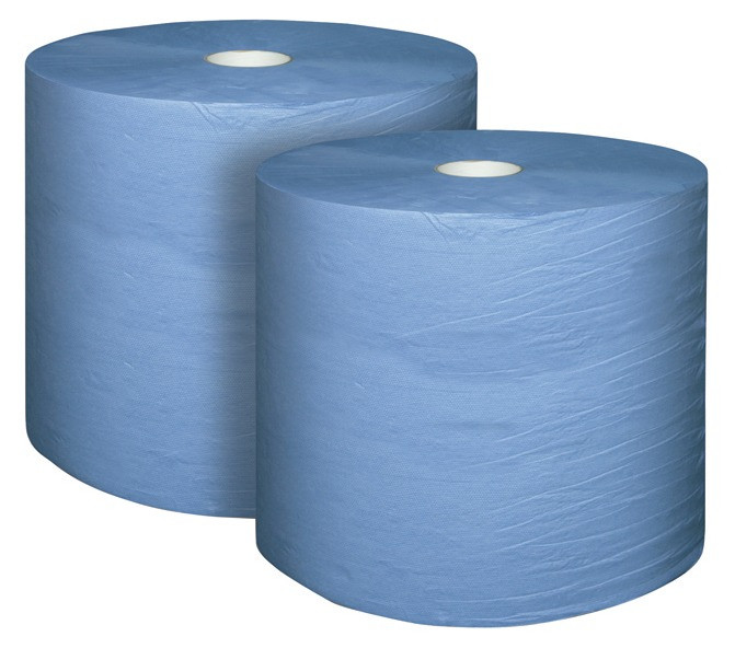 Putzpapier 3-lagig blau 22 x 36 cm Pak = 2 Rollen je Rolle 1000 Abrisse
