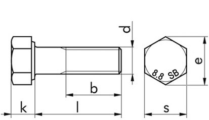 SB-Garnitur Sechskantschraube-Mutter EN 15048 - ISO 4014 - 8.8U/ISO 4032 - 8 - feuerverzinkt - M10 X 110 - CE