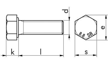 SB-Garnitur Sechskantschraube-Mutter EN 15048 - ISO 4017 - 8.8U/ ISO 4032 - 8 - feuerverzinkt - M12 X 30 - CE