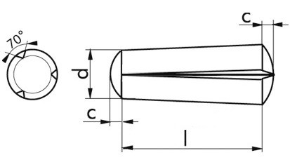 Kegelkerbstift DIN 1471 - Stahl - blank - 6 X 36