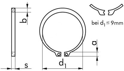 Sicherungsring für Welle DIN 471A - Federstahl - Zinklamelle silber - 22 X 1,2
