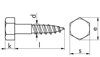 Sechskant-Holzschraube DIN 571 - A2 - 6 X 35
