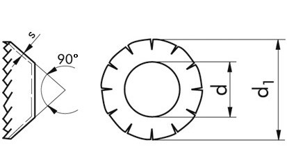 Fächerscheibe DIN 6798V - Federstahl - Zinklamelle silber - M10=10,5mm