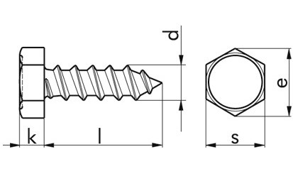 Sechskant-Blechschraube DIN 7976C - A2 - 4,2 X 22