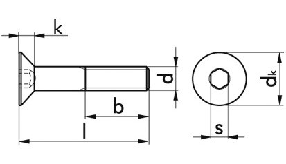 Senkschraube mit Innensechskant ISO 10642 - 010.9 - blank - M16 X 70