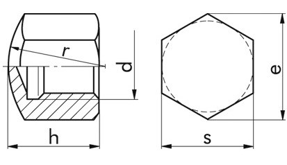 Hutmutter DIN 917 - Messing - blank - M8