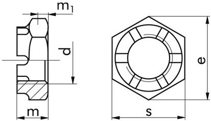 Kronenmutter DIN 937 - 17H - blank - M26 X 1,5