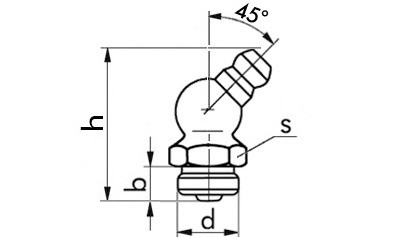 Kegelkopf-(Hydraulik) Schmiernippel, Gewinde: M6, 45°