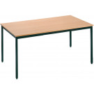 Asztal fekete fém kerettel, asztallap: bükk dekor, Szé/47cm Ma/80cm Ho/180cm